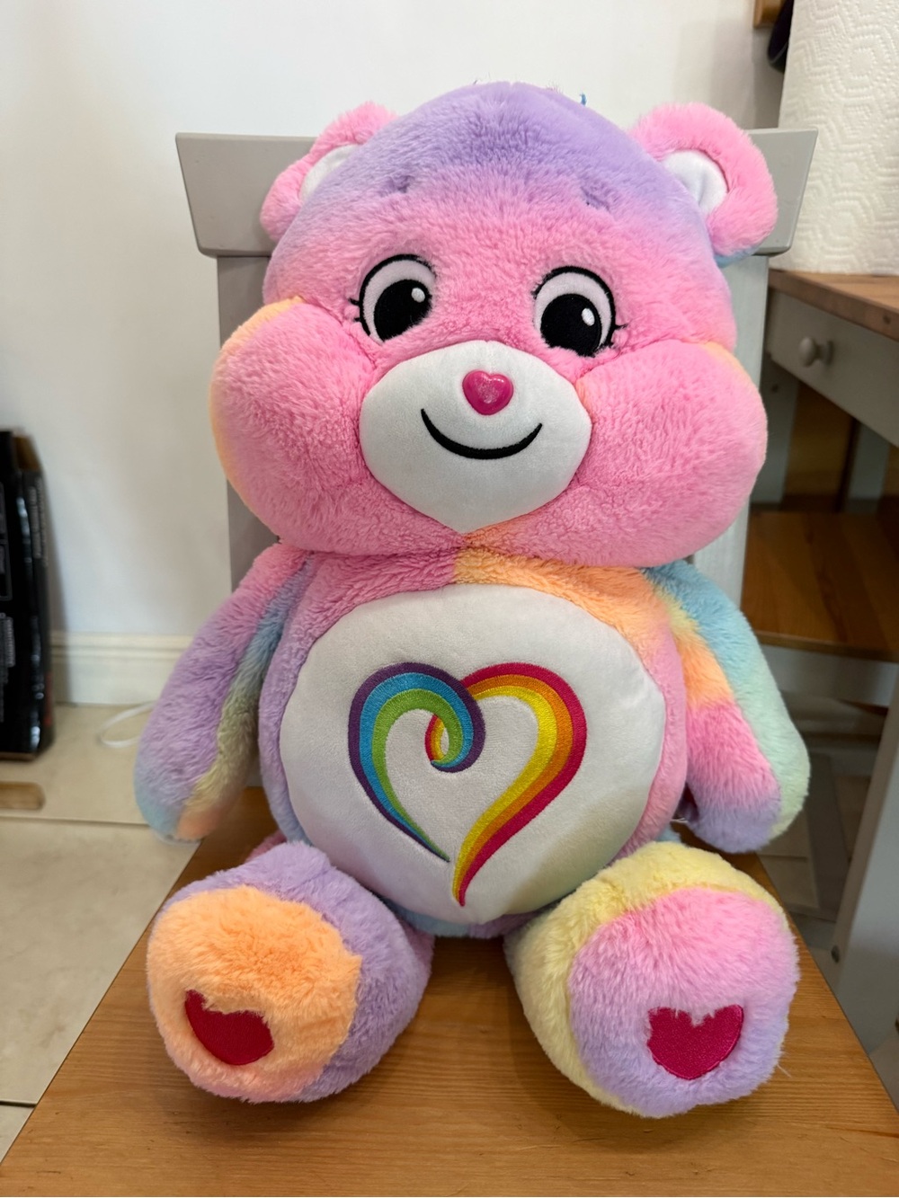 Care Bears 14" Plush Togetherness Bear Rainbow Heart Plush Bear GUC